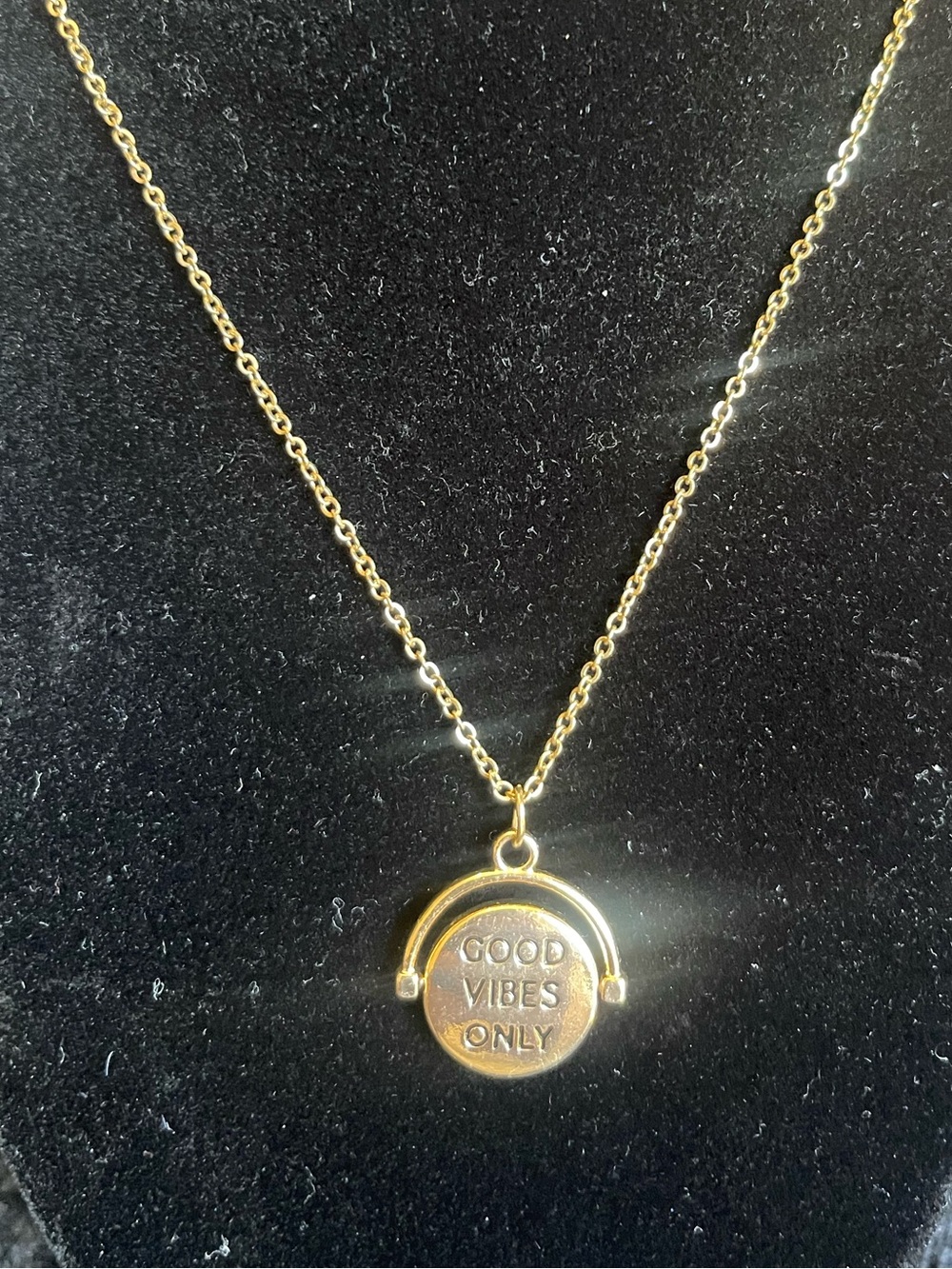 wild fable Gold-Tone "Good Vibes Only" Pendant Necklace